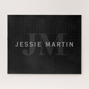 Puzzle Nom et monogramme modernes   Gris et noir