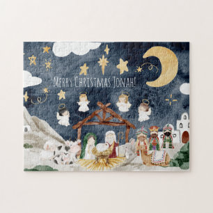 Puzzle Nom personnalisé Christian Kids Noël