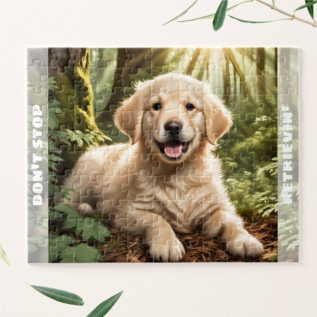 Puzzle Nom personnalisé de l'outil Chien Chien Chien Chie (Cute Dog Puppy Golden Retriever Custom Name Jigsaw Puzzle)