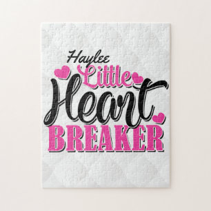 Puzzle Nom personnalisé Pink Little Heart Breaker