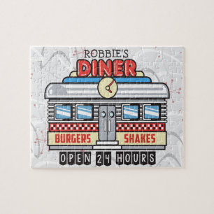 Puzzle NOM Personnalisé Retro les années 50 Diner Signé C