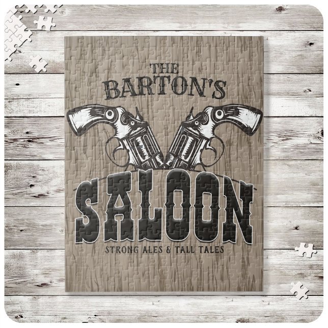 Puzzle NOM PERSONNALISÉ Wild West Gun Revolver Saloon (Créateur téléchargé)