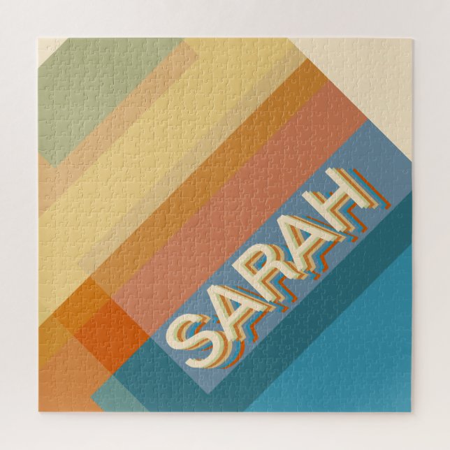 Puzzle Nom rétro-moderne avec formes et couleurs géométri (Vertical)