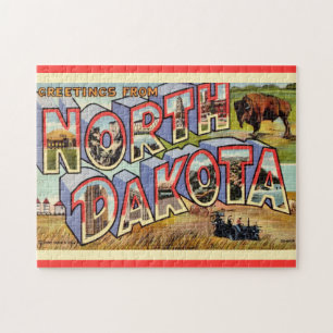 Puzzle North Dakota Salutations Carte postale 11x14