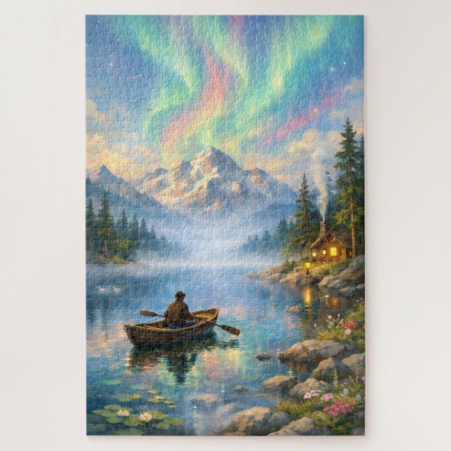 Puzzle - Northern Lights over the Lake  (Vertical)