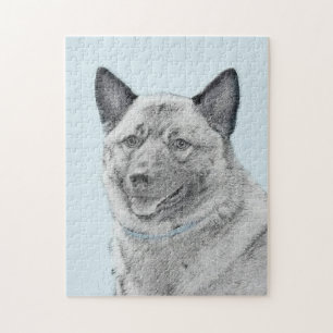 Puzzle Norwegian Elkhound Painting - Original Dog Art