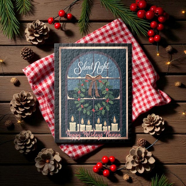 Puzzle Nostalgique Noël Vintage Holly Wreath bougies (Créateur téléchargé)