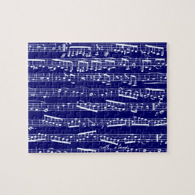 Puzzle Notes de musique de bleu marine (Horizontal)