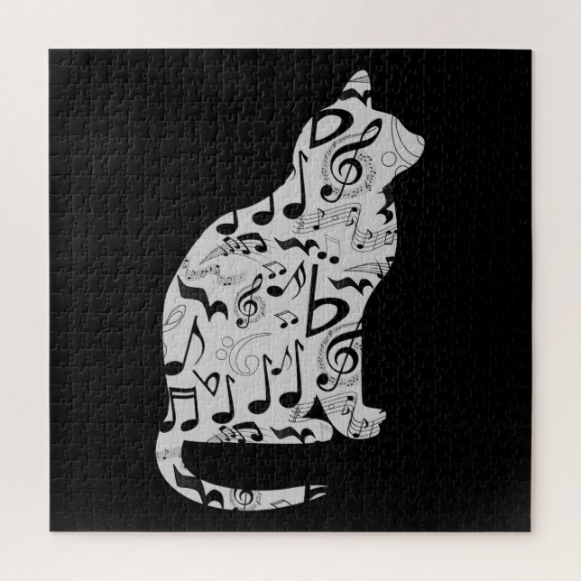 Puzzle Notes musicales Amoureux des chats - Musicien mini (Vertical)