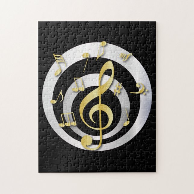 Puzzle Notes musicales d'or et d'argent de l'effet 3D rét (Vertical)