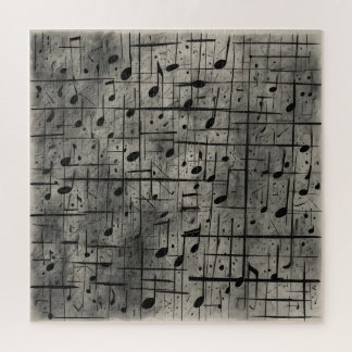 Puzzle Notes musicales sur la texture du charbon de bois 