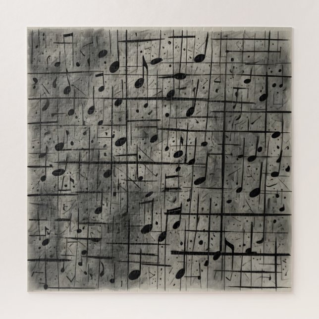 Puzzle Notes musicales sur la texture du charbon de bois  (Vertical)