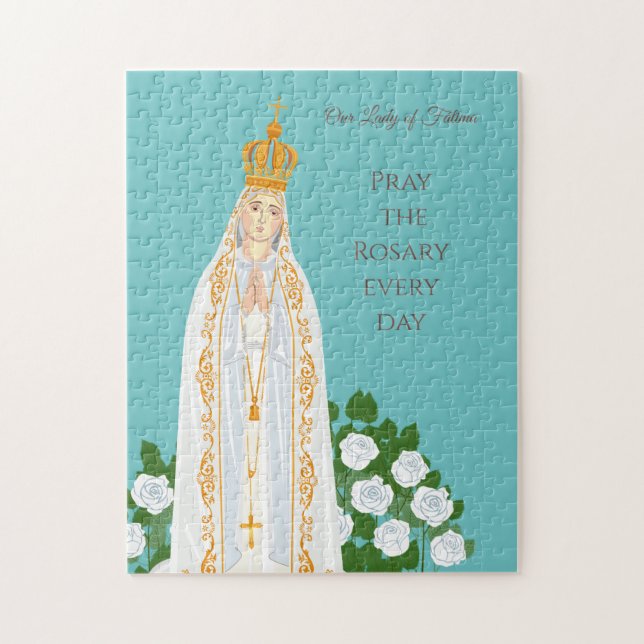Puzzle Notre-Dame de Fatima et roses blanches (Vertical)