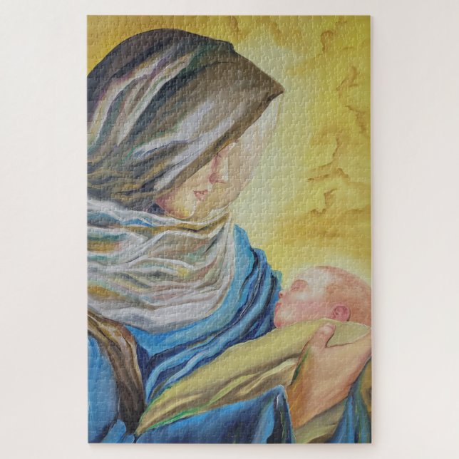 Puzzle Notre Dame du Silence tenant le bébé Jésus (Vertical)