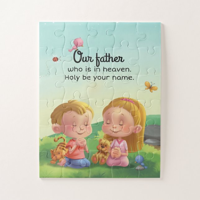 Puzzle Notre Père, les enfants de prière du Seigneur, cas (Vertical)