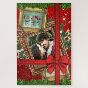 Puzzle Notre premier Noël en tant que Mr & Mrs Gold Frame