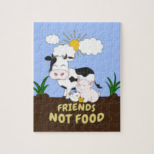 Puzzle Nourriture d'amis pas - vache, porc et poulet