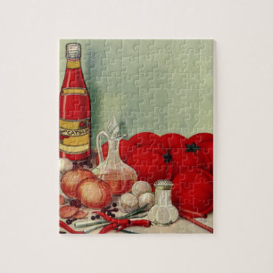 Puzzle Nourriture italienne vintage Tomates Oignons Poivr