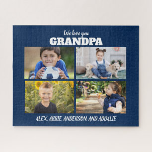 Puzzle Nous vous aimons Papi 4 Photo Bleu marine 40x50