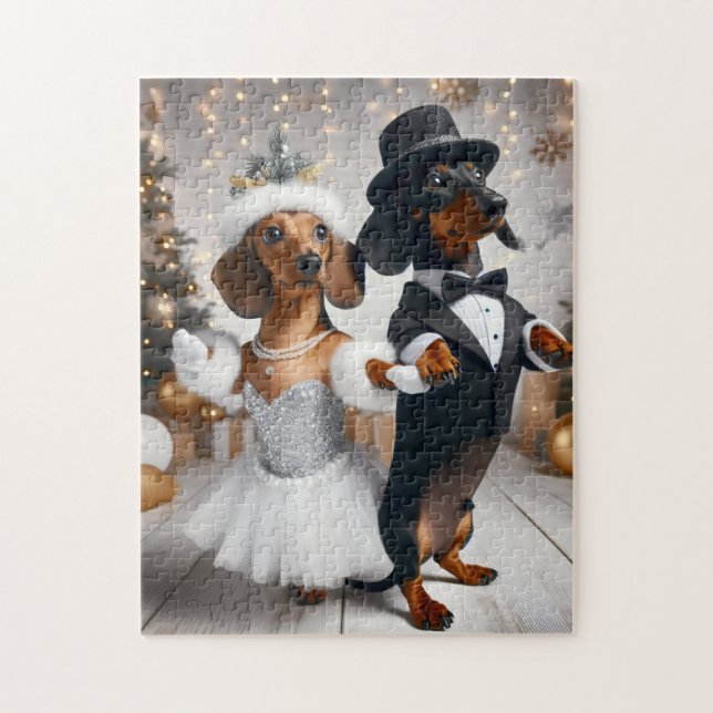 Puzzle Nouvel An Eve Dachshund (Vertical)