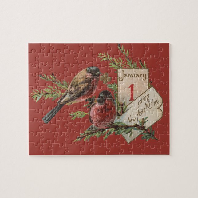 Puzzle Nouvel An vintage Oiseaux (Horizontal)