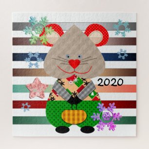 Puzzle Nouvelle année 2020 vintage rétro symbole de souri