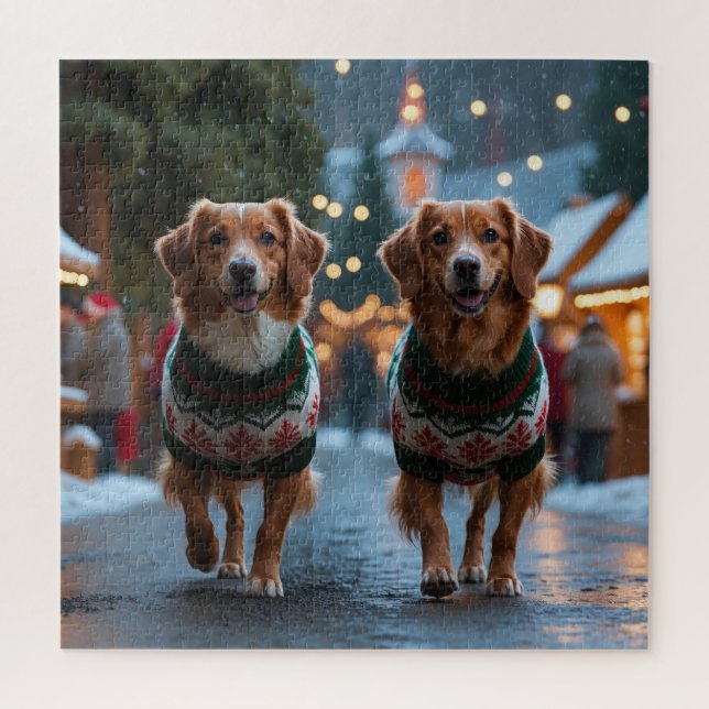 Puzzle Nova Scotia Duck Toller Christmas Snow Holiday (Vertical)