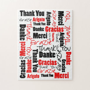Puzzle Nuage de Merci noir rouge