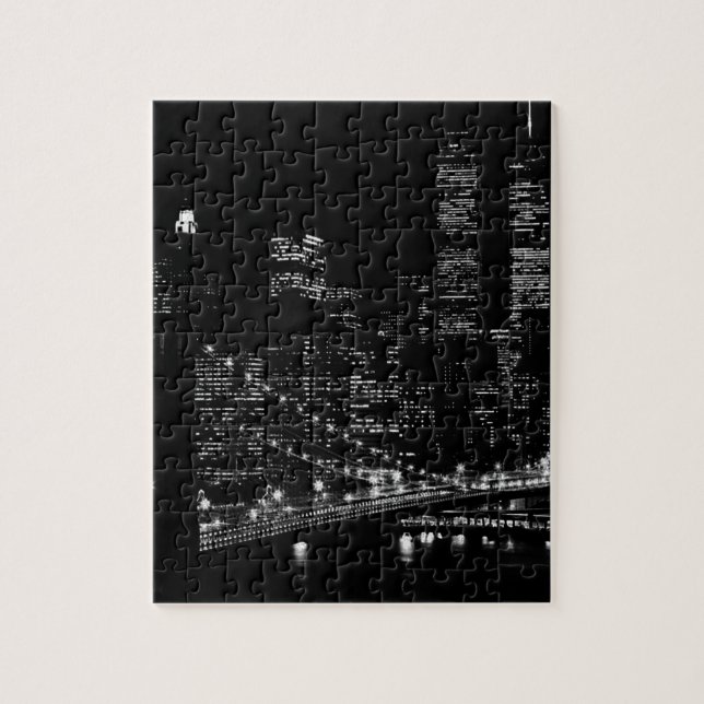 Puzzle Nuit de New York en noir et blanc (Vertical)