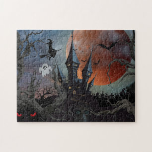 Puzzle Nuit d'Halloween foncé très effrayante avec lune