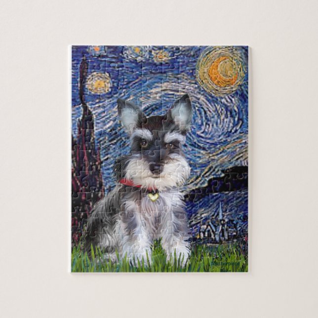 Puzzle Nuit étoilée - Schnauzer Puppy #10 (Vertical)
