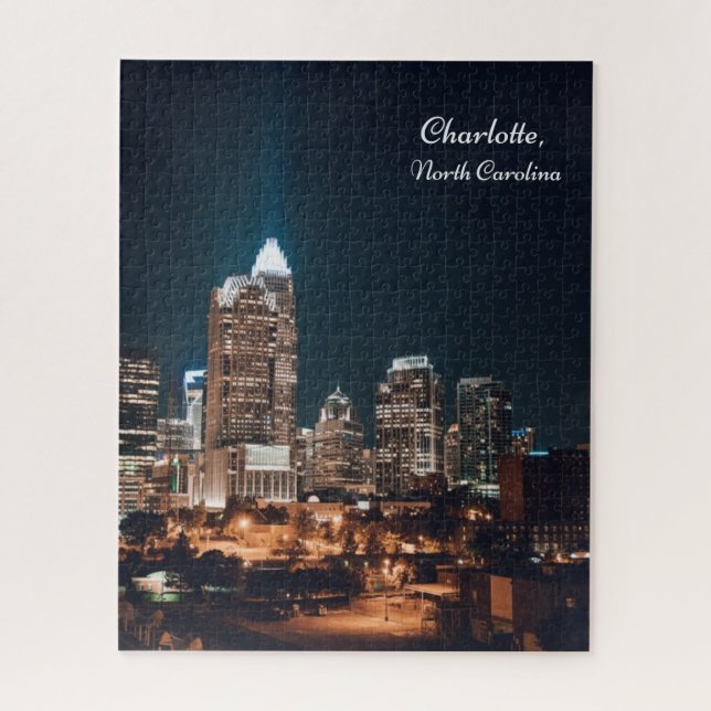 Puzzle Nuit Skyline de la ville de Charlotte North Caroli (Vertical)