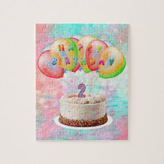 Puzzle Numéro 2 Bougie sur gâteau, Joyeux anniversaire, C