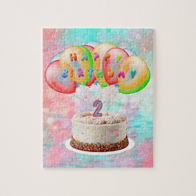 Puzzle Numéro 2 Bougie sur gâteau, Joyeux anniversaire, C (Vertical)