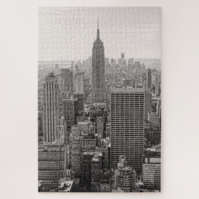 Puzzle NY City Skyline Empire State Building, WTC BW (Vertical)