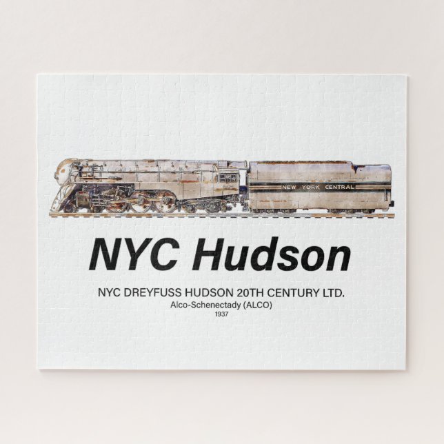 Puzzle NYC Dreyfuss Hudson Steam Locomotive. Profile (Horizontal)