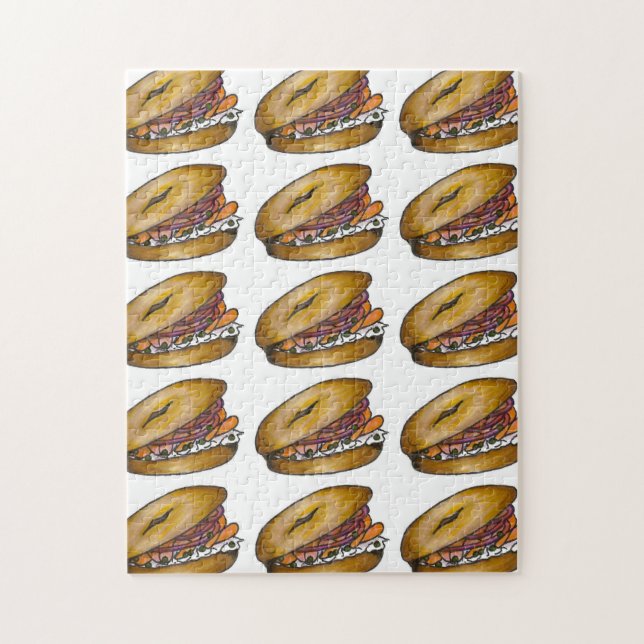 Puzzle NYC Jewish Deli Bagel Capers Lox Crème Fromage (Vertical)