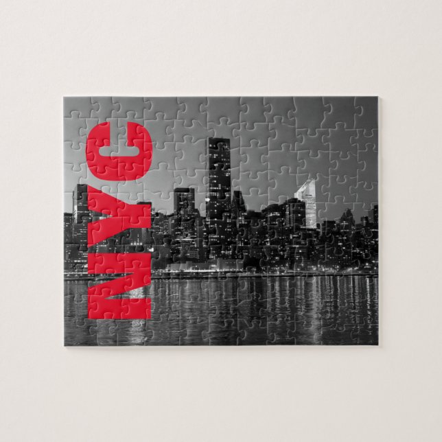 Puzzle NYC New York City Manhattan Nuit Noir Blanc (Horizontal)