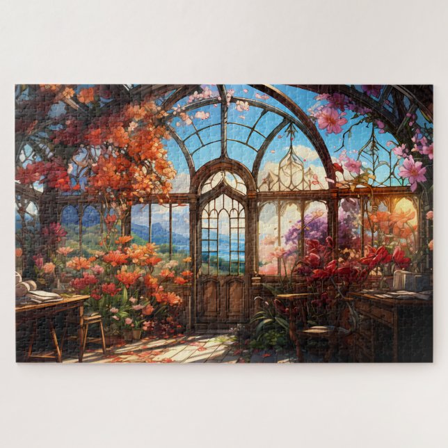Puzzle Observatoire Dreamy surchargé de fleurs (Horizontal)
