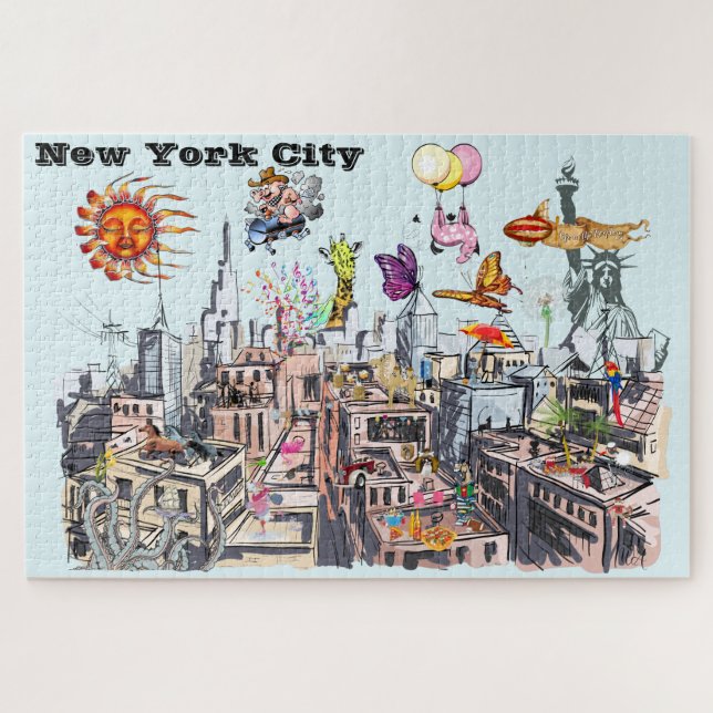 Puzzle Occupé New York City Surreal Pop Art (Horizontal)