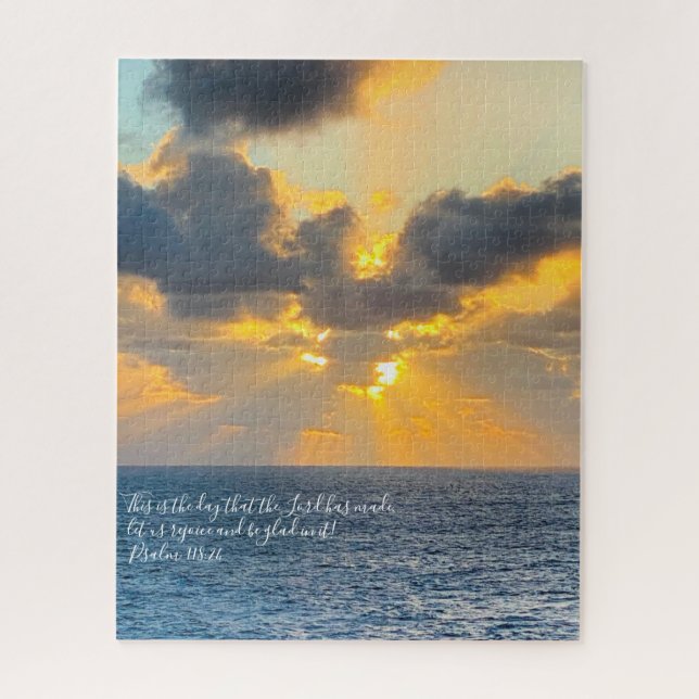 Puzzle Ocean Sunrise, Verse de Psaume 118:24 (Vertical)
