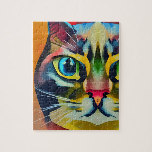 Puzzle Oeil de chat coloré abstraits traits kitty voices