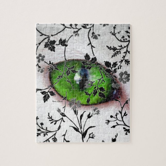 Puzzle Oeil Girly floral gothique frais de chat (Vertical)