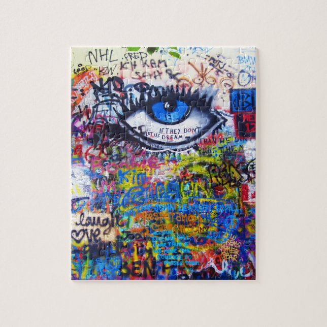 Puzzle Oeil mauvais de graffiti bleu (Vertical)