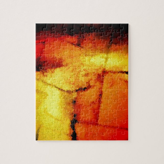 Puzzle Oeuvre Abstraite Rouge Jaune Moderne (Vertical)