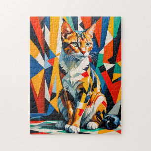 Puzzle Œuvre d'art abstraite de chat audacieuse