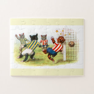 Puzzle Oeuvre d'art de chats jouant au football