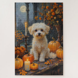 Puzzle Œuvre d'art Halloween gothique cosy Bichon Frise