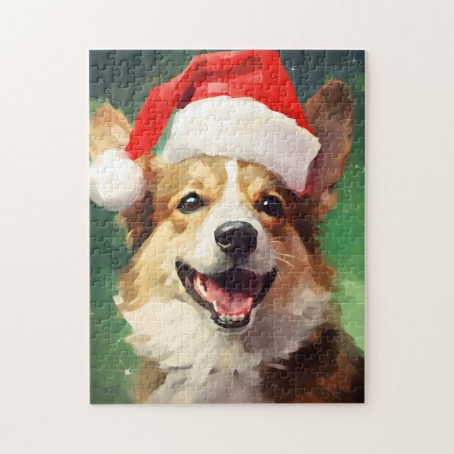 Puzzle OEuvre de peinture de Noël Corgi (Vertical)