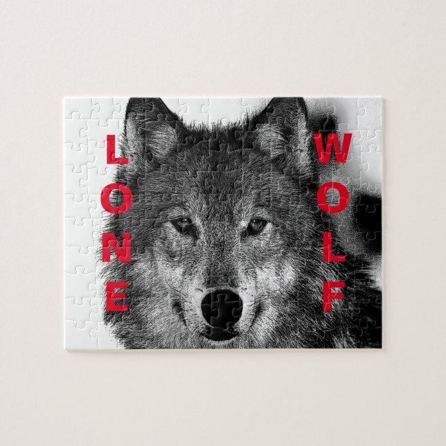 Puzzle OEuvre d'oeil de loup noir et blanc (Horizontal)